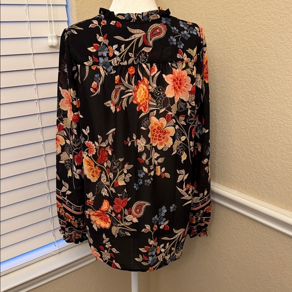 LOFT Paisley and Floral Print Long Sleeve Blouse Smocked Women's Small - Picture 4 of 13